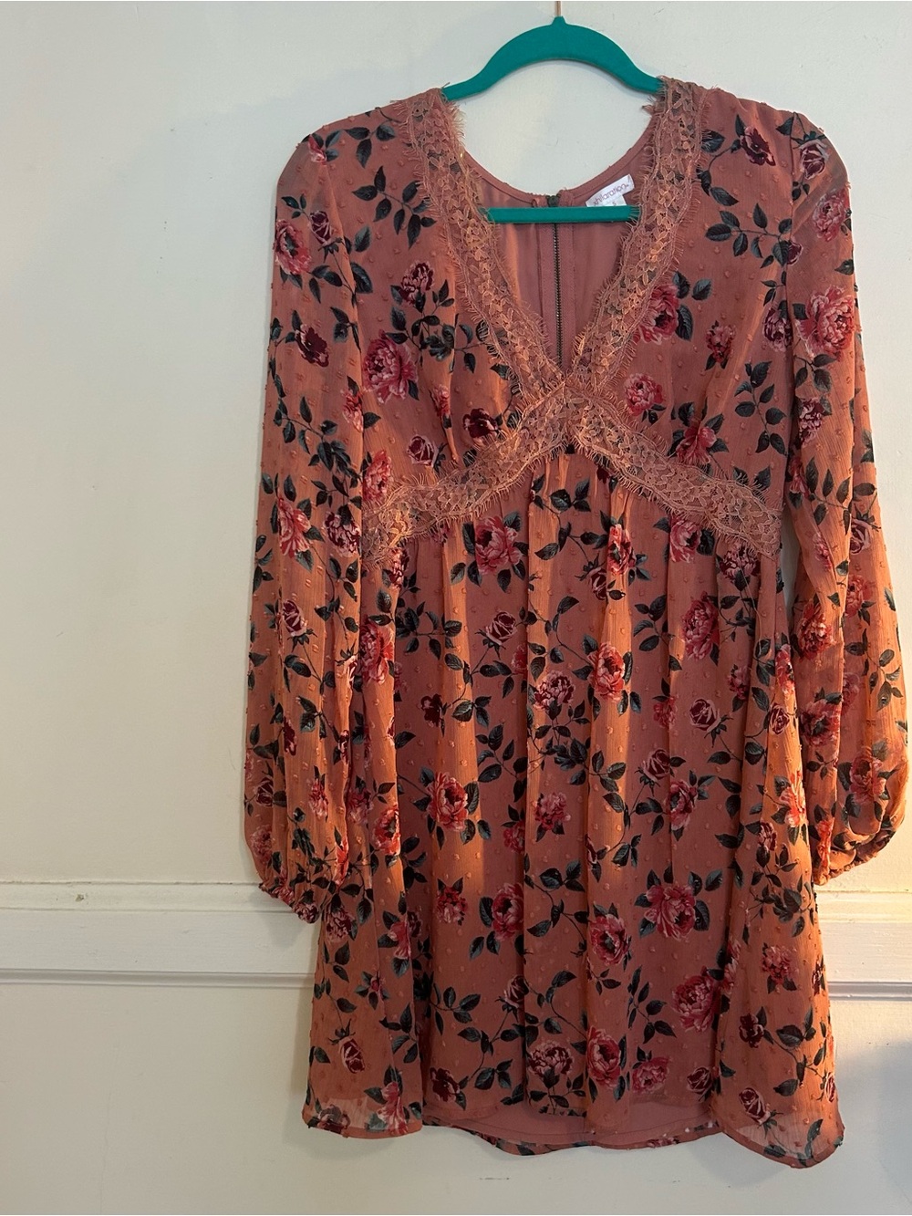 Xhilaration Dusty Rose Lace-Trim Dress